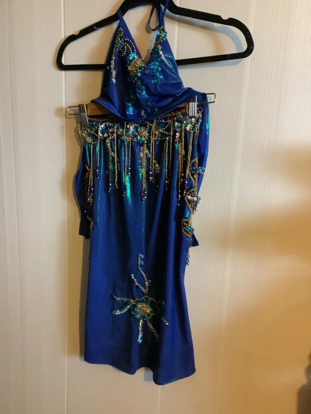 Hand made kids Royal Blue Beaded Halter Dress